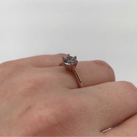 Rose Gold and Cubic Zirconia Solitaire Ring - Picture 4 of 7